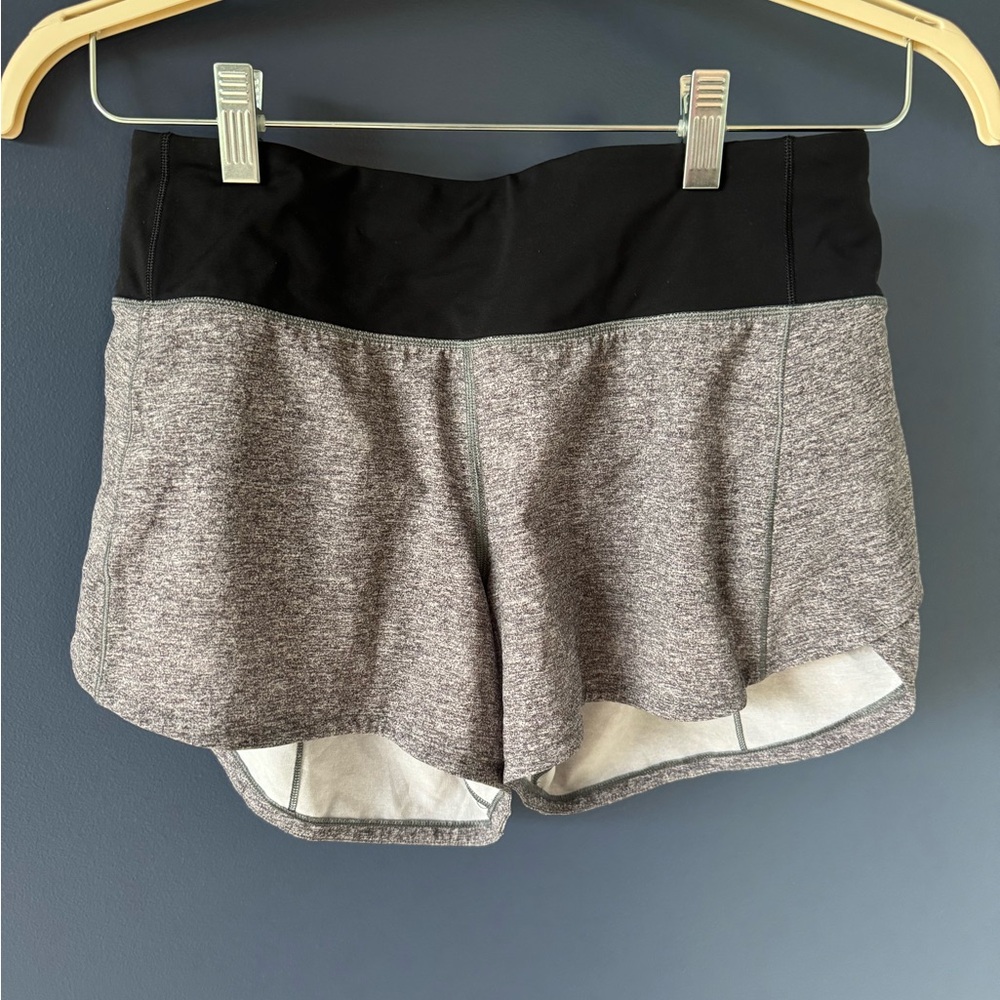 Lululemon - Speed Up Mid-Rise Lined Short 4"  - Heather Lux Multi Black/Black